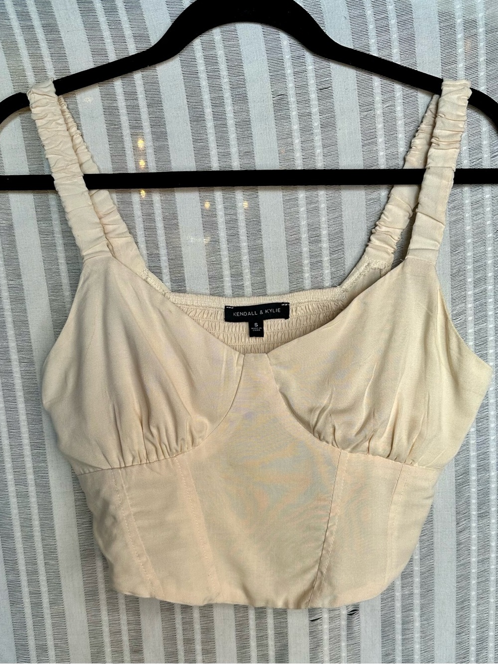 Kendall & Kylie Cream Corset Crop Top